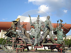 Ã¢â¬ÅCaragealianaÃ¢â¬Â statuary group in front of National Theater in Bucharest photo